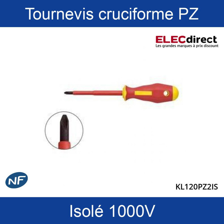 Klauke - Tournevis cruciforme pozidriv PZ2 isolé 1000V - Réf : KL120PZ2IS