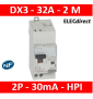 Legrand - Disj diff DX³ 4500 - auto/vis- U+N 230V~ 32A - type F - 30mA - 6kA - courbe C - 2M - 410764