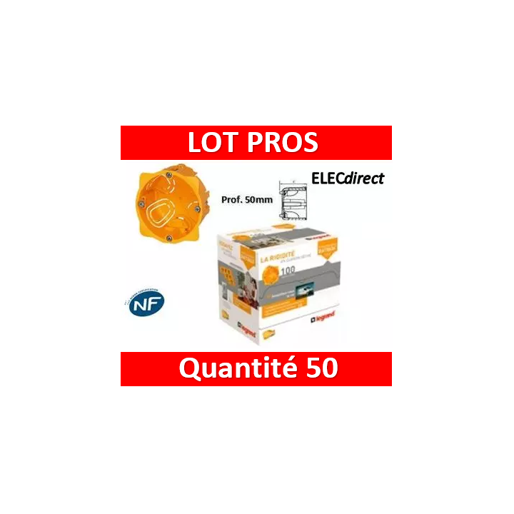 Legrand Batibox - LOT - BOITE d'encastrement 1 poste - Prof. 50 - 080051x50