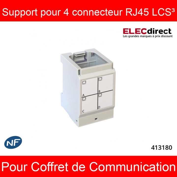 Legrand - Support pour 4 connecteurs RJ45 LCS³ pour coffret de communication- Réf : 413180