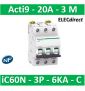 Schneider - Acti9 - iC60N - Disjoncteur - 3P - 20A - 6kA - courbe C - Réf : A9F77320