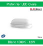 Miidex - Plafonnier LED Ovale - 12W - 1050 Lm - 4000°K - Réf : 77910