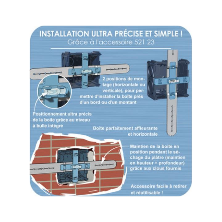 Eur'Ohm - Accessoire + Niveau boîte maçonnerie - Réf : 52123