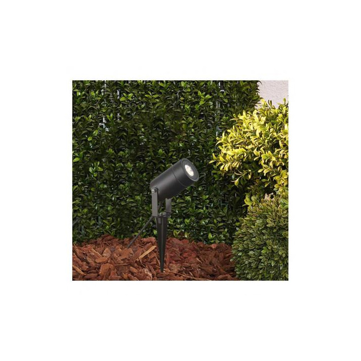 Miidex - Projecteur piquet slim (sans ampoule) - 230V - GU10 - Noir - IP65 - Réf : 70283