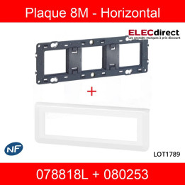 Legrand Mosaic - Plaque 8 modules + support - horizontal - 078818L+080253