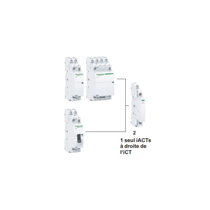 Schneider - Acti9 - iACTs - Auxiliaire de signalisation - 1NO + 1NF - pour ICT - Réf : A9C15914