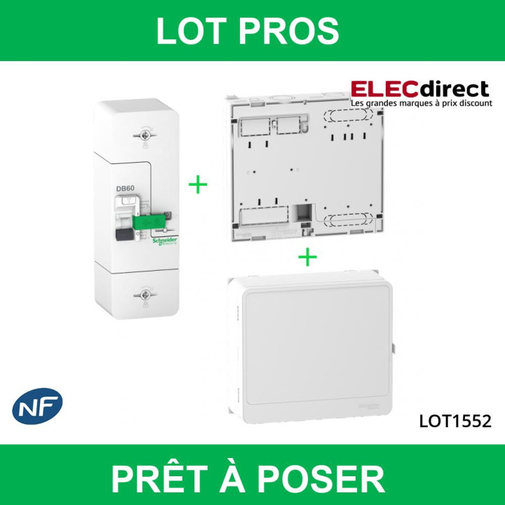 Schneider - Disjoncteur de branchement EDF + platine + habillage + porte - R9FT645+R9H13206+R9H13418