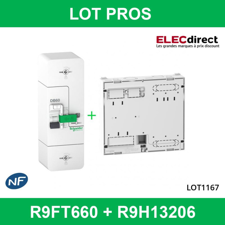 Disjoncteur de branchement EDF 60A instantané + Platine disjocnteur - 500mA - bipolaire - R9FT660+R9H13206