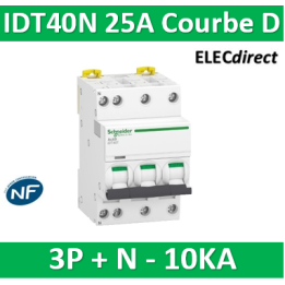Schneider - Acti9 IDT40N - disjoncteur modulaire - 3p+n D 25A 6000A/10KA - A9P34725