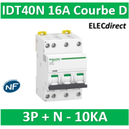 Schneider - Acti9 IDT40N - disjoncteur modulaire - 3p+n D 16A 6000A/10KA - A9P34716