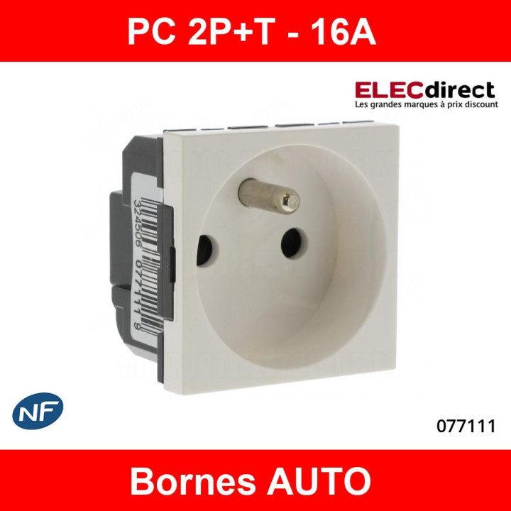 Legrand Mosaic - Prise de courant 2P+T 16A - 230V - Réf : 077111