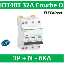 Schneider - Acti9 IDT40T - disjoncteur modulaire - 3p+n - 32A - courbe D - 4500A/6KA - A9P32732