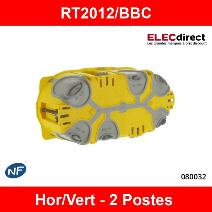 Legrand Batibox - Boîte d'encastrement 2 postes BBC - Prof. 50 - Réf : 080032