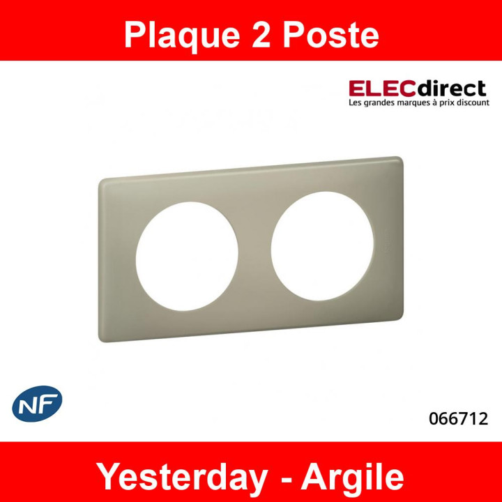 Legrand Céliane - Plaque de finition Poudré 2 poste Yesterday - Argile - Réf : 066712