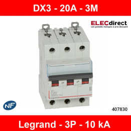 Legrand - Disjoncteur 3P DX3 - 20A - 10kA - courbe C - Réf : 407830