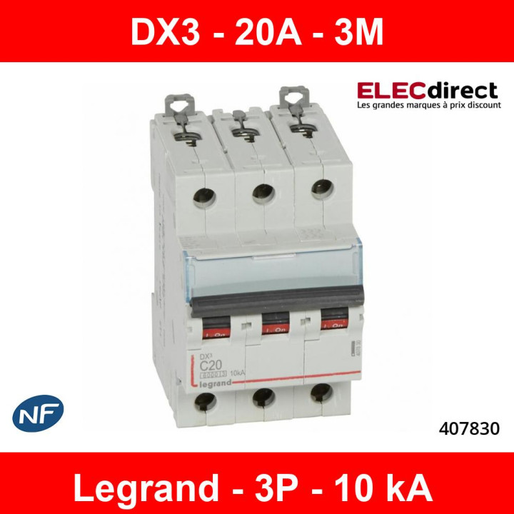 Legrand - Disjoncteur 3P DX3 - 20A - 10kA - courbe C - Réf : 407830