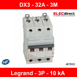 Legrand - Disjoncteur 3P DX3 - 32A - 10kA - courbe C - Réf : 407832