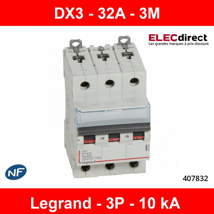 Legrand - Disjoncteur 3P DX3 - 32A - 10kA - courbe C - Réf : 407832