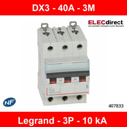 Legrand - Disjoncteur 3P DX3 - 40A - 10kA - courbe C - Réf : 407833