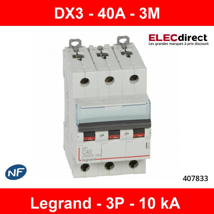 Legrand - Disjoncteur 3P DX3 - 40A - 10kA - courbe C - Réf : 407833