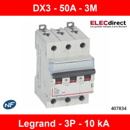 Legrand - Disjoncteur 3P DX3 - 50A - 10kA - courbe C - Réf : 407834