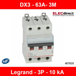 Legrand - Disjoncteur 3P DX3 - 63A - 10kA - courbe C - 407835