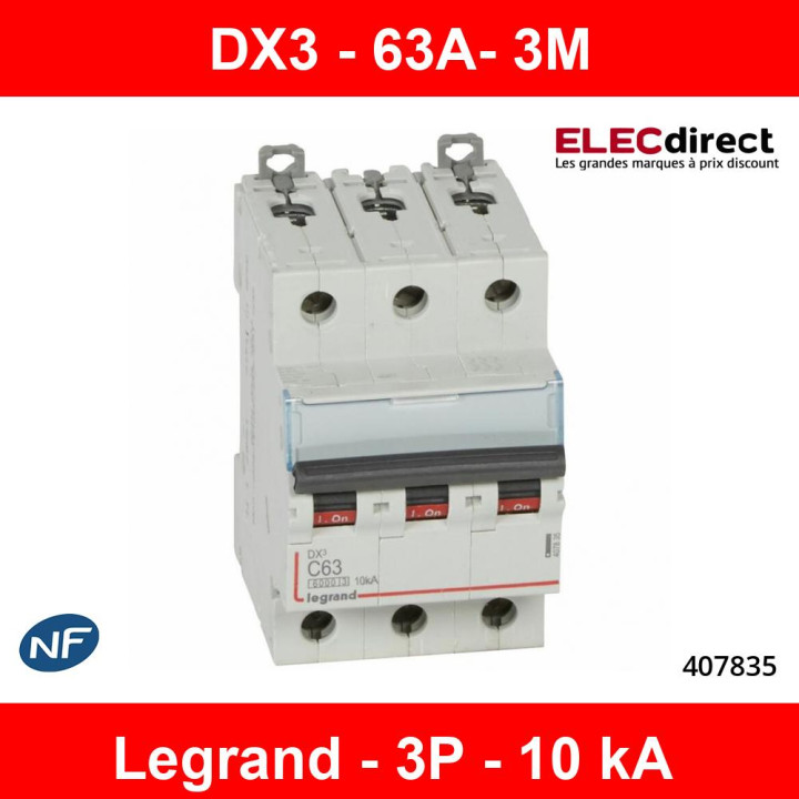 Legrand - Disjoncteur 3P DX3 - 63A - 10kA - courbe C - 407835