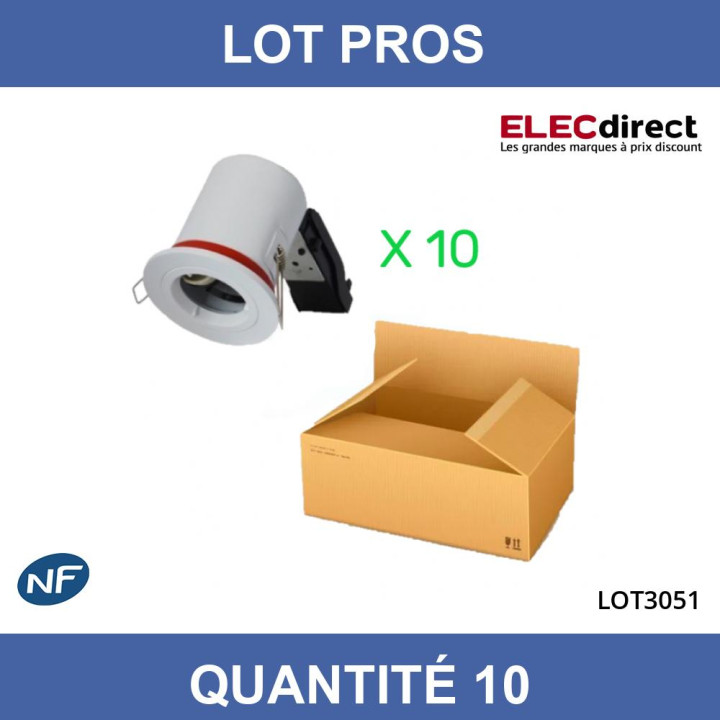 Miidex - LOT  - Support Spot Fixe - étanche à l'air - Blanc - D.88mm - BBC - Réf : 7718X10