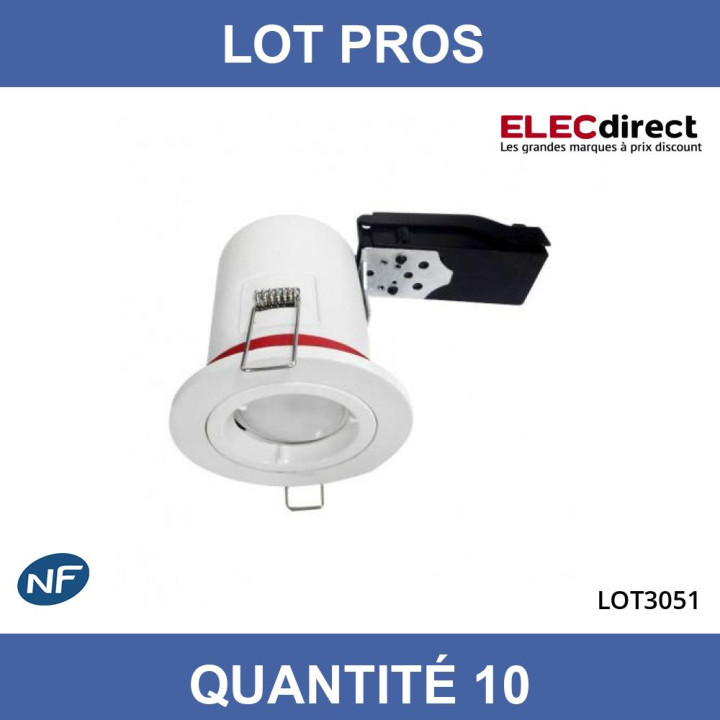 Miidex - LOT  - Support Spot Fixe - étanche à l'air - Blanc - D.88mm - BBC - Réf : 7718X10