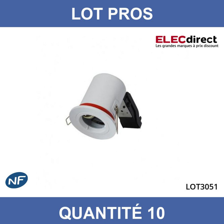 Miidex - LOT  - Support Spot Fixe - étanche à l'air - Blanc - D.88mm - BBC - Réf : 7718X10