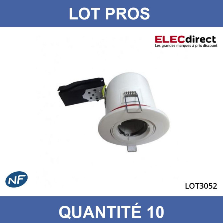 Miidex - LOT - Support Spot Orientable - étanche à l'air - Blanc - D.100mm - BBC - Réf : 7719X10