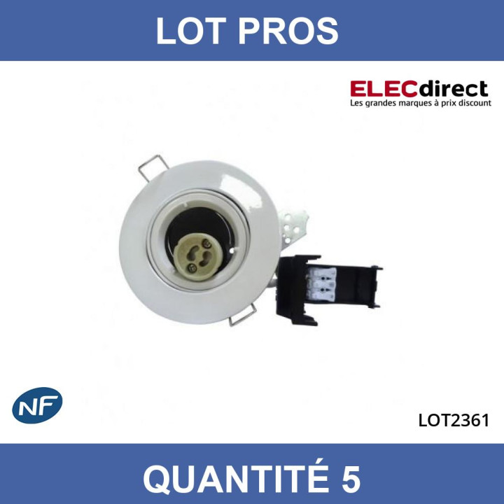 Miidex - Support Spot Orientable - étanche à l'air - Blanc - D.100mm - BBC - Réf : 7719x5