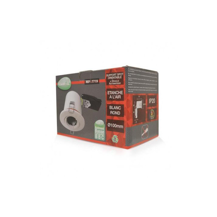 Miidex - Support Spot Orientable - étanche à l'air - Blanc - D.100mm - BBC - Réf : 7719x5