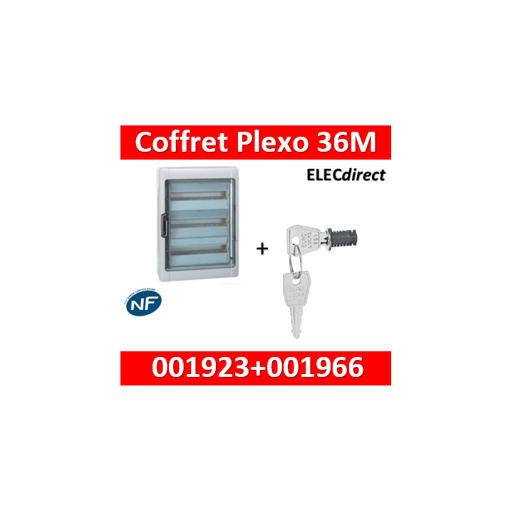 Legrand - Coffret étanche Plexo 36 modules - 3 rangées - IP65/IK09 + serrure - 001923+001966