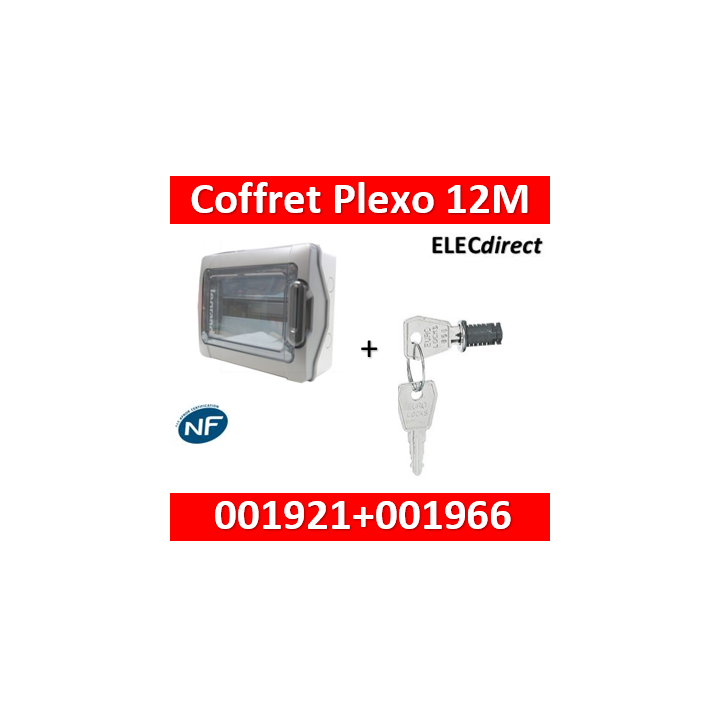 Legrand - Coffret étanche Plexo 12 modules - 1 rangée - IP65/IK09 + serrure - 001921+001966
