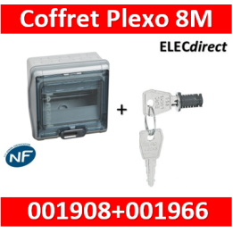 Legrand - Coffret étanche Plexo 8 modules - IP65/IK09 + serrure - 001908+001966