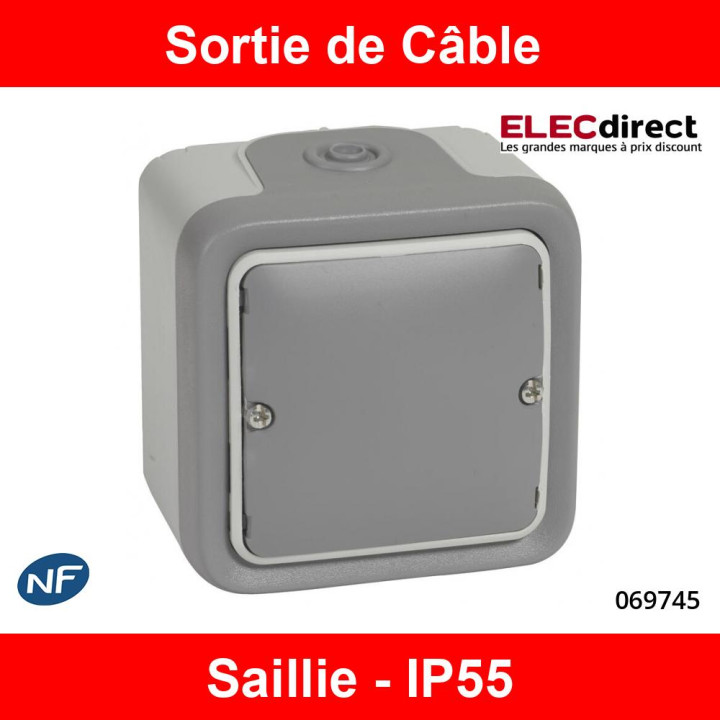 Legrand Plexo - Sortie de câbles avec serre-câbles Plexo complet IP55 saillie - gris - Réf : 069745