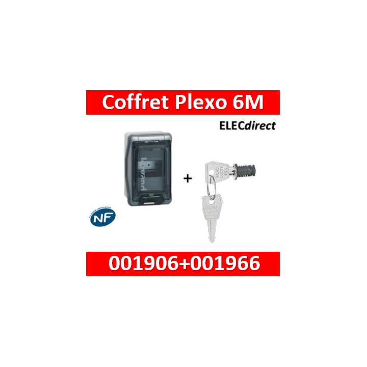 Legrand - Coffret étanche Plexo 6 modules - IP65/IK09 + serrure - 001906+001966