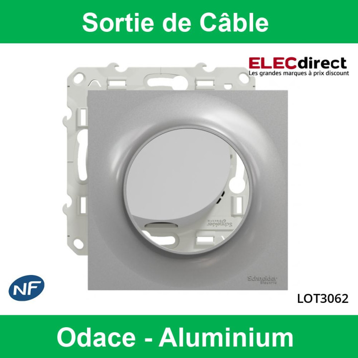 Schneider Odace - Sortie de câble Complète - Fixation VIS - Aluminium - Réf : LOT3062