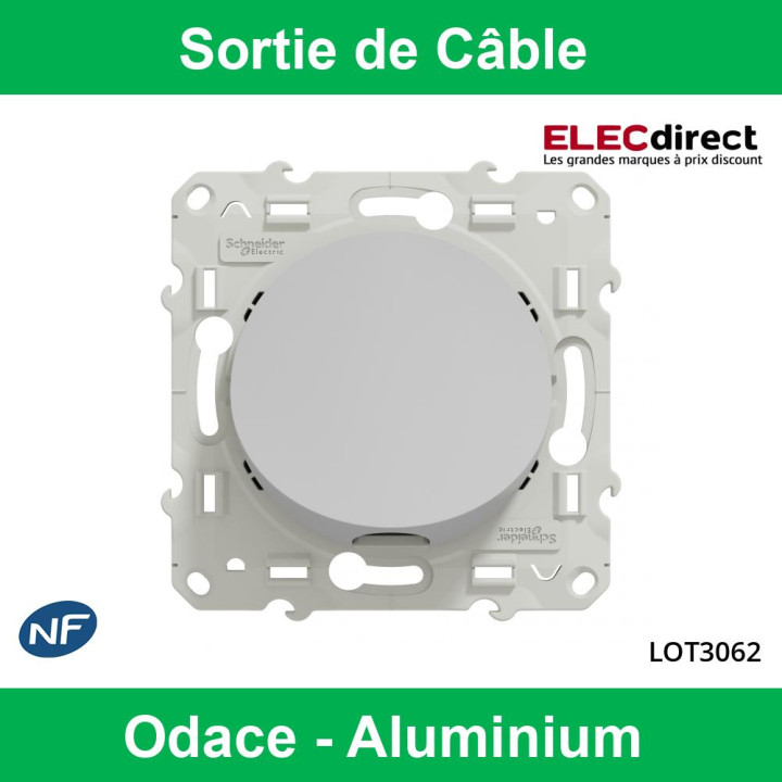 Schneider Odace - Sortie de câble Complète - Fixation VIS - Aluminium - Réf : LOT3062