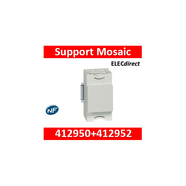 Legrand - Support universel modulaire pour montage appareillage Mosaic 2 modules sur rail plein - 412950+412952