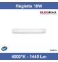 Miidex - Réglette Slim Home 2 LED 18W - 4000°K - 600mm - Non dimmable - Avec ampoule - Blanc - Réf : 100333