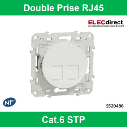 Schneider Odace - Double Prise RJ45 blanc - Cat.6 STP - Grade 3 - Réf : S520486