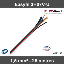 Easyfil 3H07V-U - 1,5mm2 - Couronne de 25 mètres - Réf : 10222113
