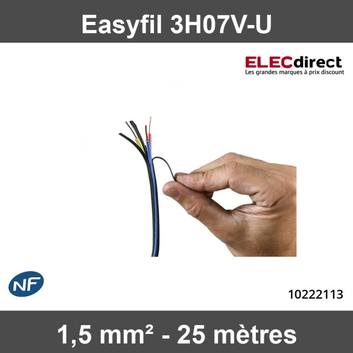 Easyfil 3H07V-U - 1,5mm2 - Couronne de 25 mètres - Réf : 10222113