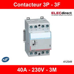 Legrand - Contacteur de puissance CX³ bobine 230V~ - 3P 400V~ - 40A - contact 3F - 3M - Réf : 412549