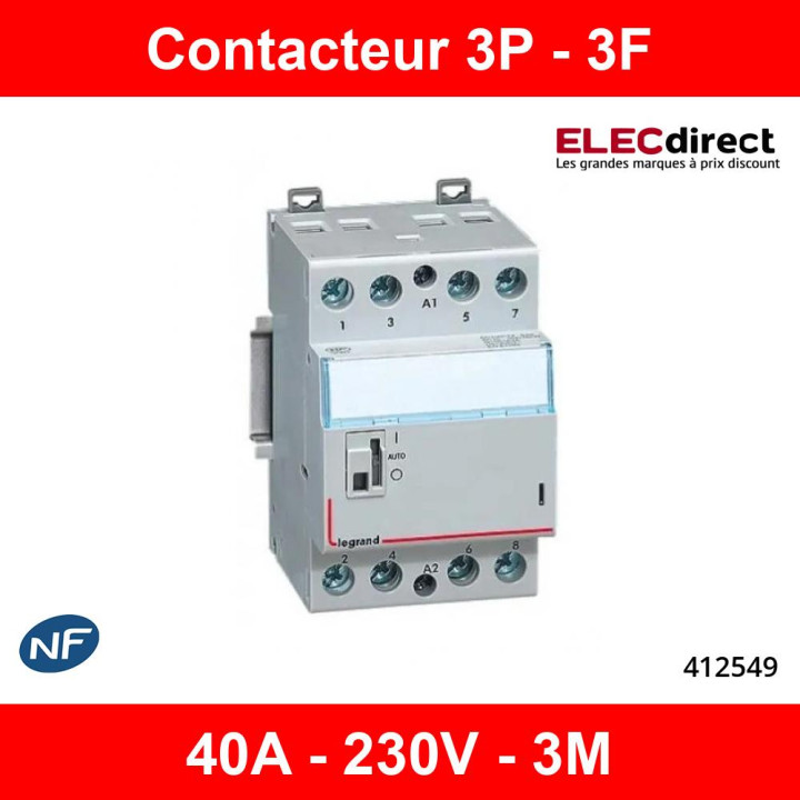Legrand - Contacteur de puissance CX³ bobine 230V~ - 3P 400V~ - 40A - contact 3F - 3M - Réf : 412549
