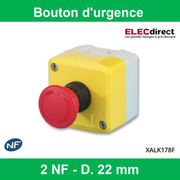 Schneider - boite jaune arrêt urgence rouge - pousser tourner - XALK178F - 2NF Fermés au repos - Ø40 - XALK178F