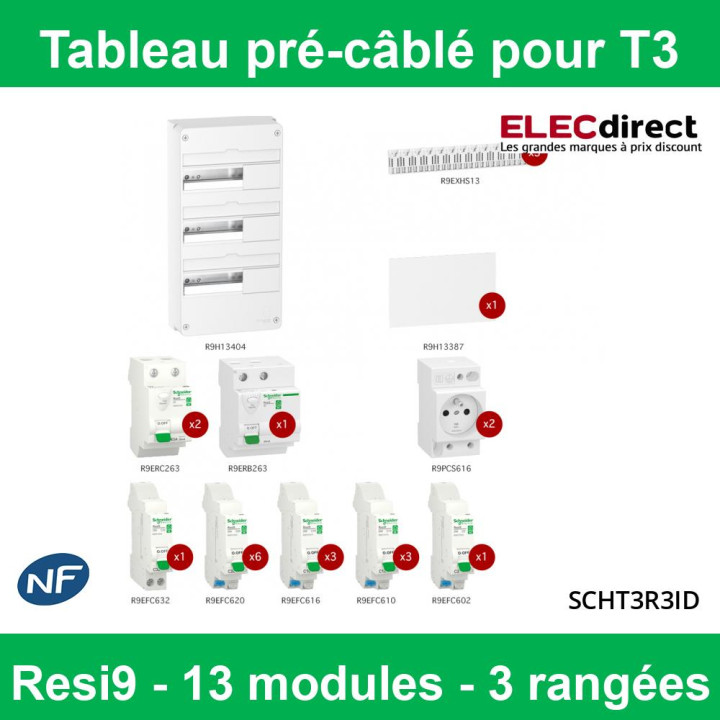 Tableau monté câblé 3 rangées Réf. : SCHT3R3ID