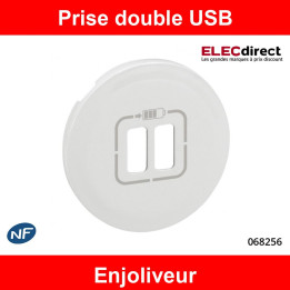 Legrand Céliane - Enjoliveur Double prise USB blanc - 068256